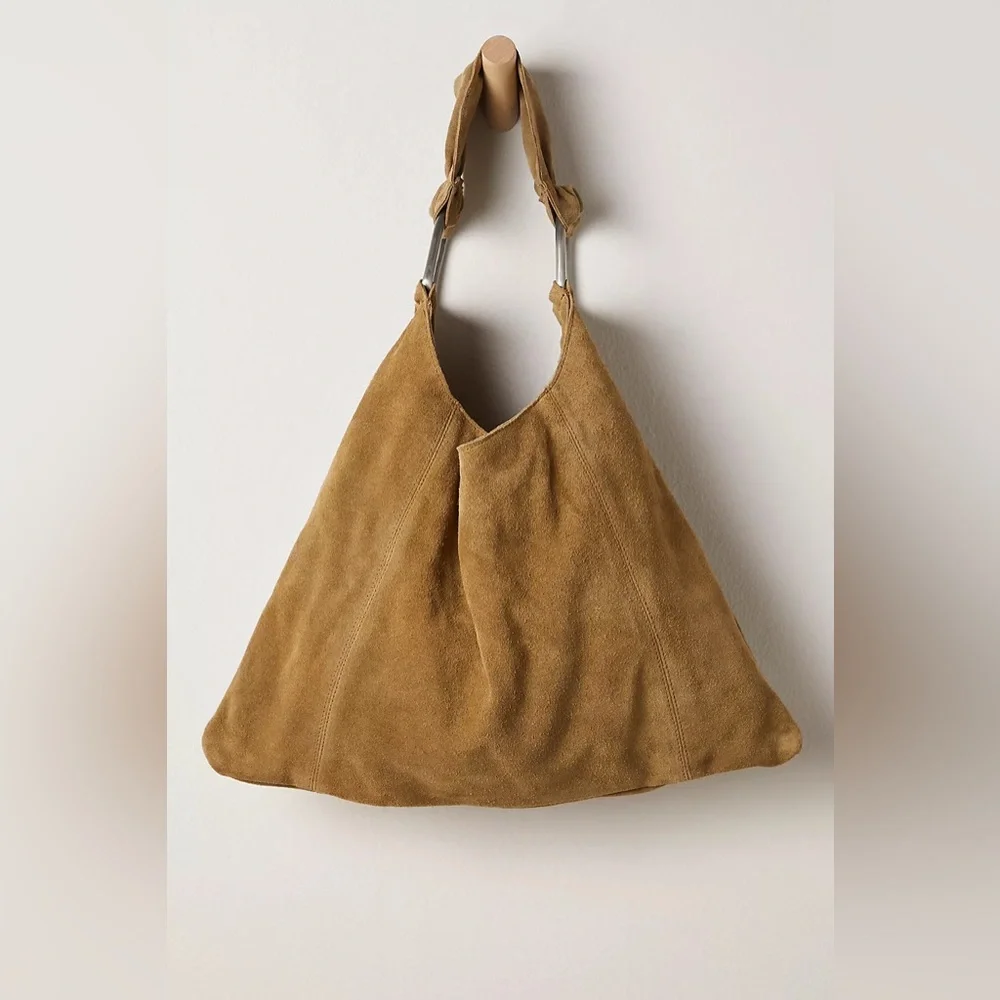 NWT FREE PEOPLE Bobbi Slouch Suede Tote | Sand MSRP $98 - Picture 5 of 11